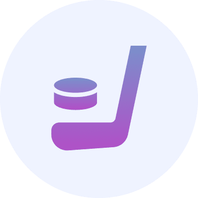 Gradient hockey stick and puck icon.